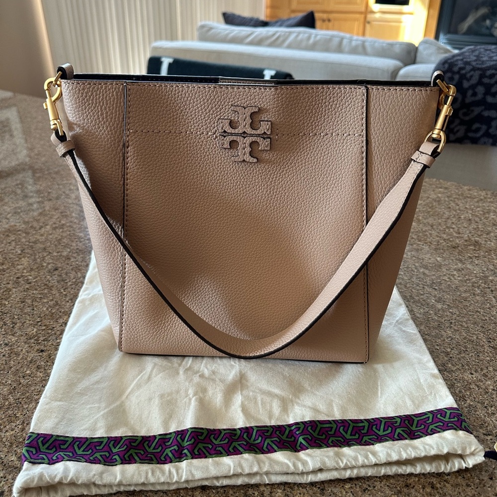 Tory Burch McGraw Hobo Leather Handbag, Devon Sand. (ORIGINAL HANDBAG)